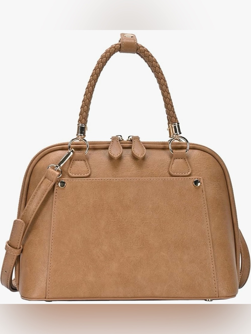 Madison West Tan Braided-Handle Satchel